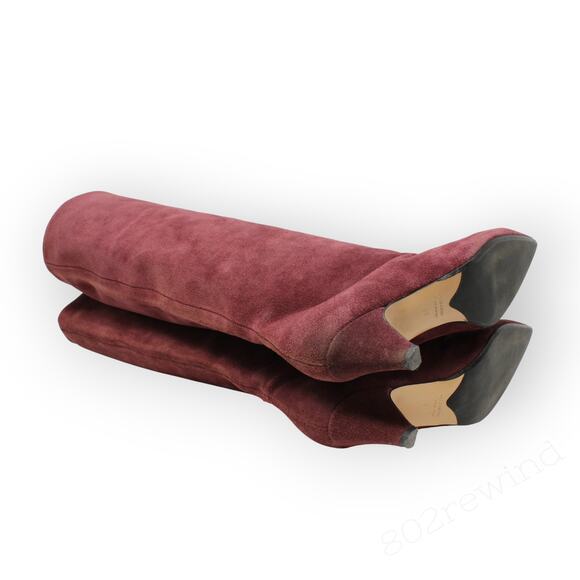 EU 38 ~ US 7.5/8 AnnaF Rosa Suede Sandy Boot KneeHigh 2.5" ConeHeel Italy Plum - Picture 8 of 16